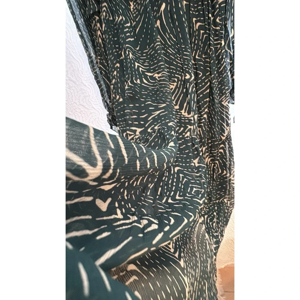 Ba&sh Lady Dress Women 2 US 6 Midi Forrest Fairy Geo Design Bohemian Green/Cream - Picture 14 of 16